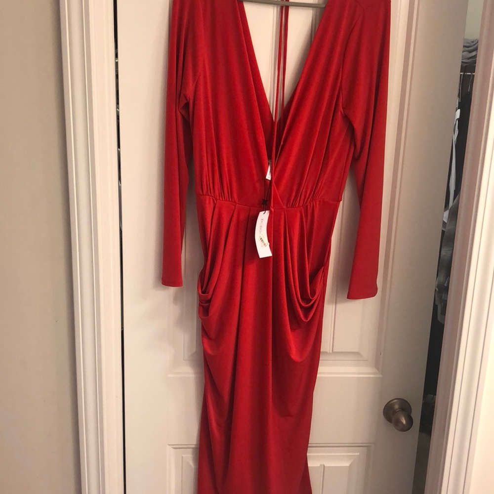BCBG draped bodycon midi dress